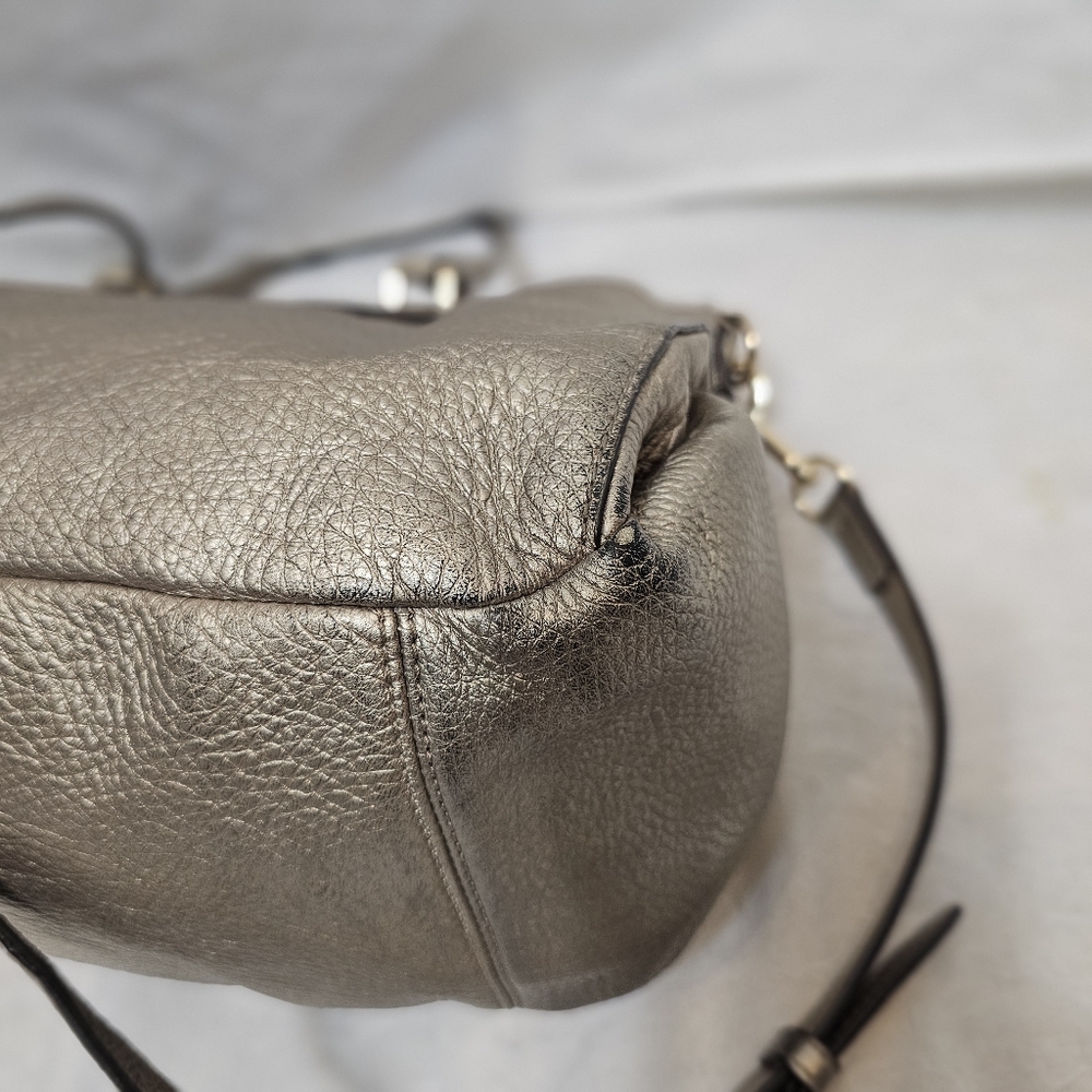 Authentic Coach Morgan Satchel | Style F35185 | Metallic Gold Pebbled Leather - Picture 10 of 16